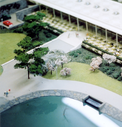 Detail of Model for Robert Moses's Proposed Hartford Restaurant Pavilion in Central Park